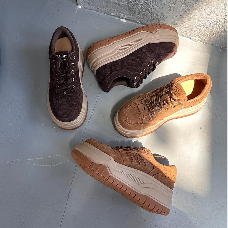 Absorbent Film Bottom First Layer Cowhide Little White Shoes Women's 2025 Autumn New Thick-soled Heightening Shoes Women's Light Luxury High-end W