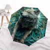 "Enchanted Wolf Fantasy Art Print Mystical Wildlife Decor"Umbrella, Portable 3-Fold Compact Umbrella for Men & Women ES5