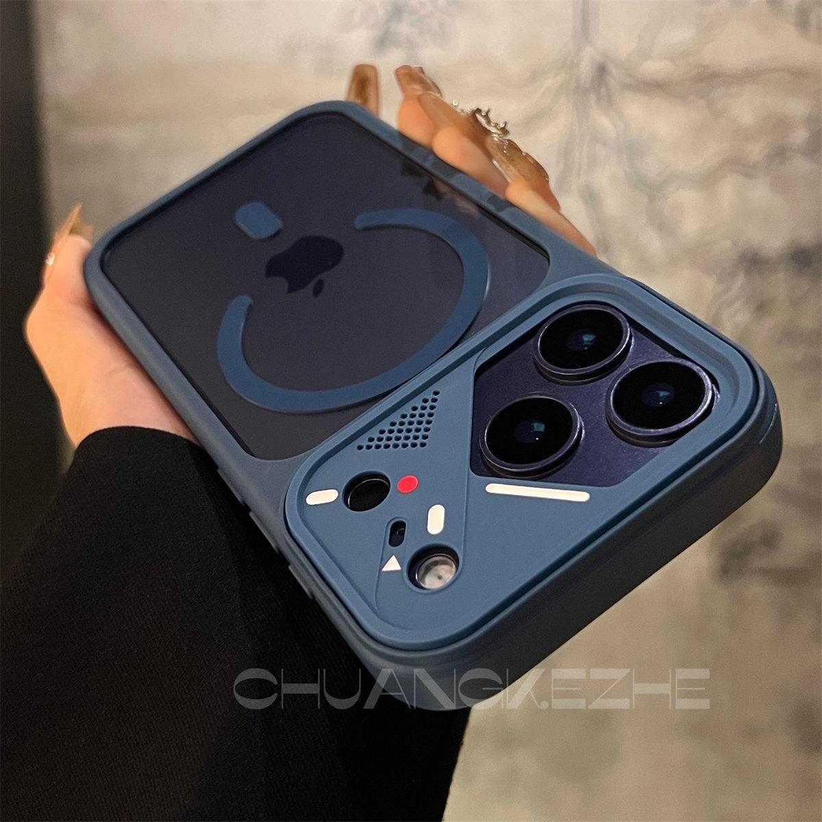 

iPhone 17 Pro Max Magnetic Transparent B-ring Lens Case with Advanced Drop Protection iPhone 17 королевский синий