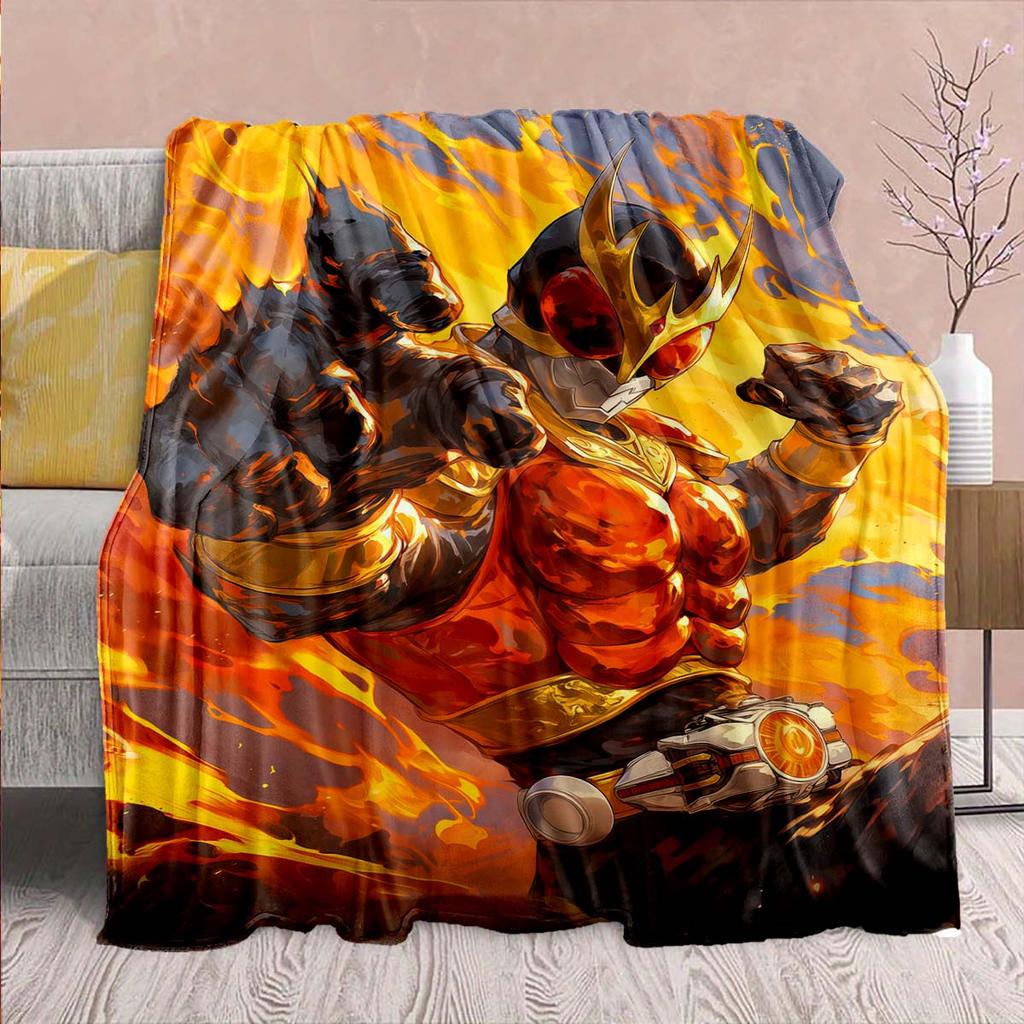 Kamen Rider Anime Flannel Blanket – Soft, Warm, Perfect for Sofas, Bedding, Camping, Travel, Office, and Home Decor – QJY
