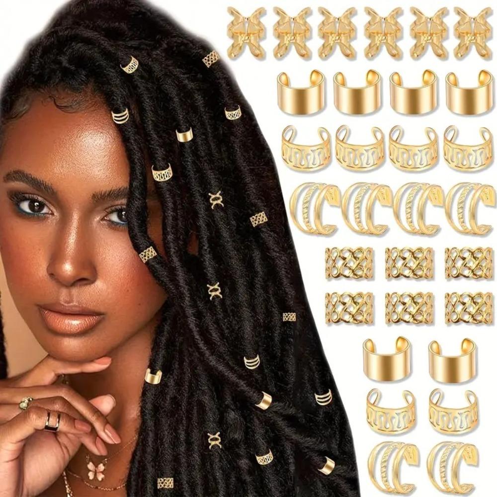 50pcs Dread Locks Hollow Out Hair Ring Hair Braiding Hair Braid Tubes Dreadlocks Beads  Women