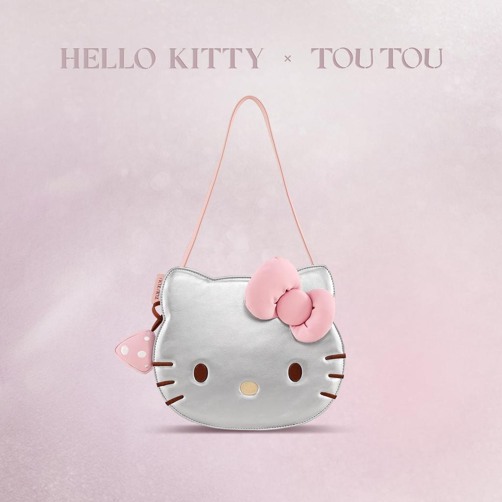 Official Hello Kitty Bag for Women Collaboration Model Cute Cat Face Ribbon Design Large Material Perfect for and Social Media Easy to Match with