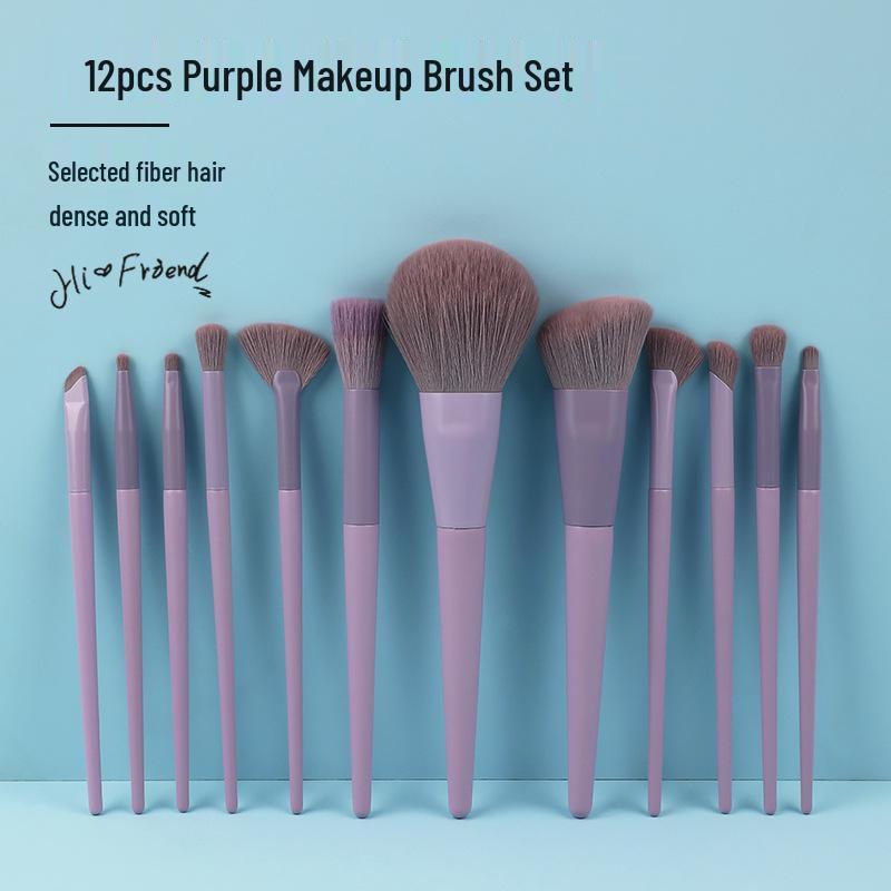 Cai Shi Lan 10/12-Piece 3.0 Three-Color Makeup Brush Set - Soft Bristles for Blush, Powder, and Contour.