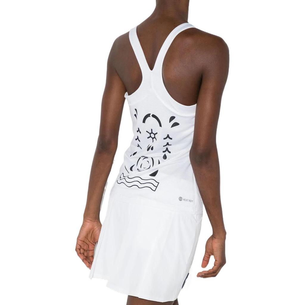 Adidas Solid Logo Round Neck Sleeveless Vest Women tops White HA7627