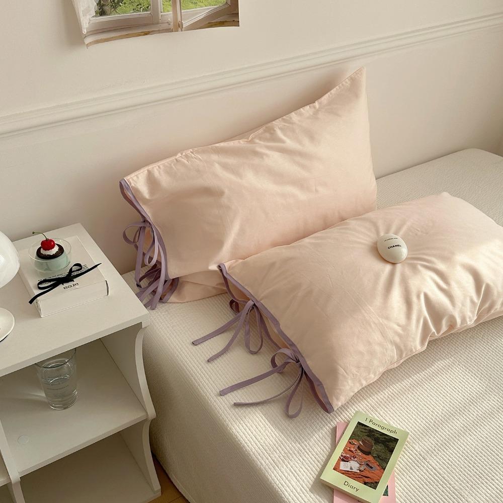2PCS Soft Bow Pillow Cover Nordic Style Pillow Case Comfortable Cushion Covers  Girls Bedding