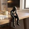Motorradfigur 3D-gedruckte Fahrerfigur, sitzender Motorradfahrer Kunststatue, Biker-Statue Dekor für Zuhause Büro Schreibtischregal & Enthusiasten