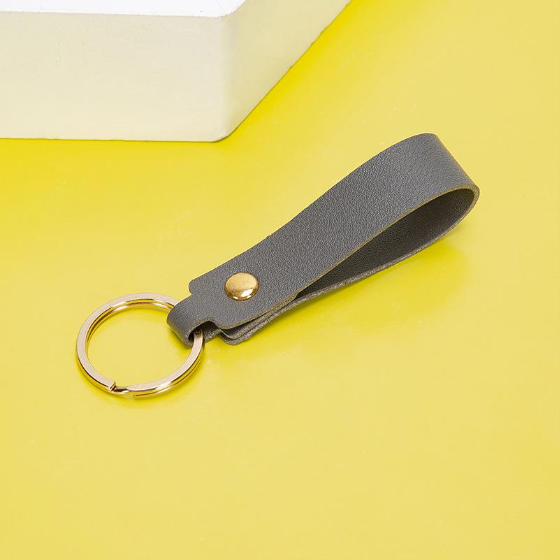 

Креативный автомобильный брелок из ПУ кожи с печатным логотипом - Подвеска для пары и ремешок-брелок темно серый