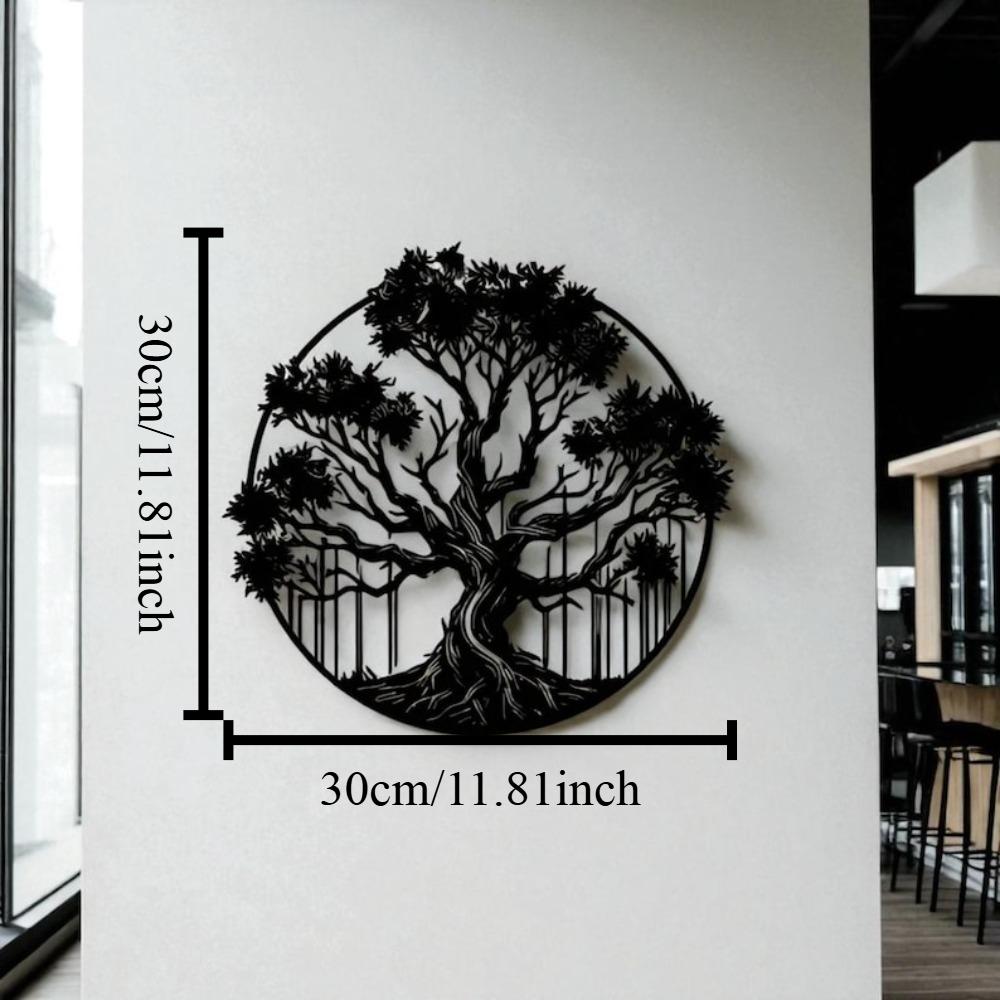 Круглое металлическое настенное панно «Древо жизни» Символ природы Декор для дома 12in чёрный