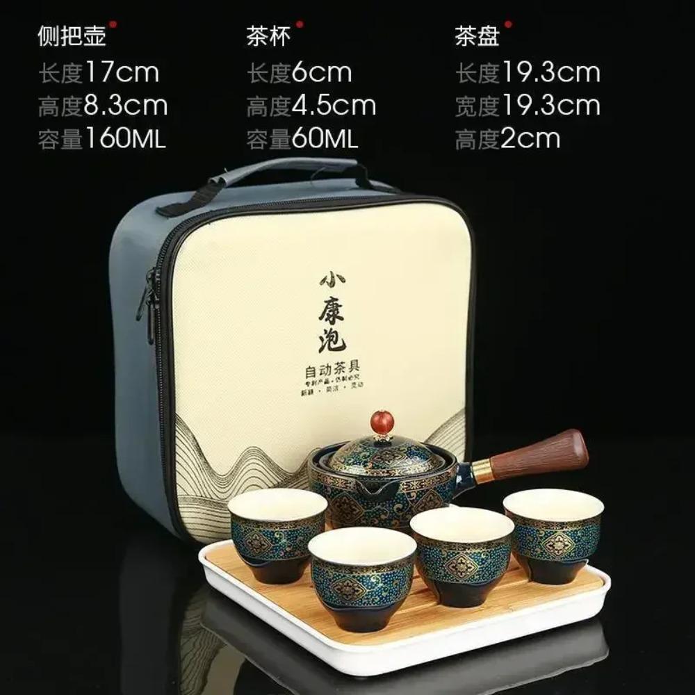 

Портативный дорожный чайный набор Керамический ленивый инструмент для заваривания чая Креативный вращающийся чайник Для путешествий на открытом воздухе Кемпинг Ретро кофейные принадлежности
