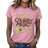 Women's Fashionable Casual Music Festival Print Round-Neck Short-Sleeve T-Shirt