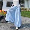 Women's Summer High-Waisted Slimming Pleated Skirt-Pants, Loose-Fit Casual Cropped Wide-Leg Pants, Relaxed-Fit Voluminous Bell-Bottom Pants