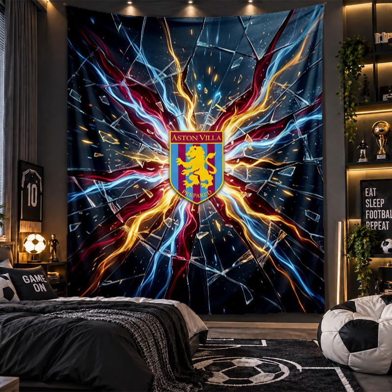 Wall Hanging Tapestry Aston Villa Football Print Cloth for Living Room Bedroom Home Decor