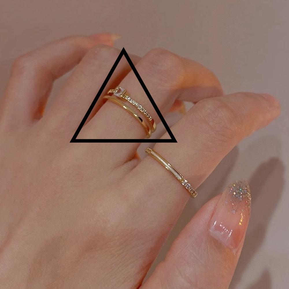 Pierścionek na palec wskazujący dla kobiet z luksusowego srebra próby 925 z nieregularnym kamieniem szlachetnym - Nie blaknący, Regulowany, Lekki Niszowy Design.