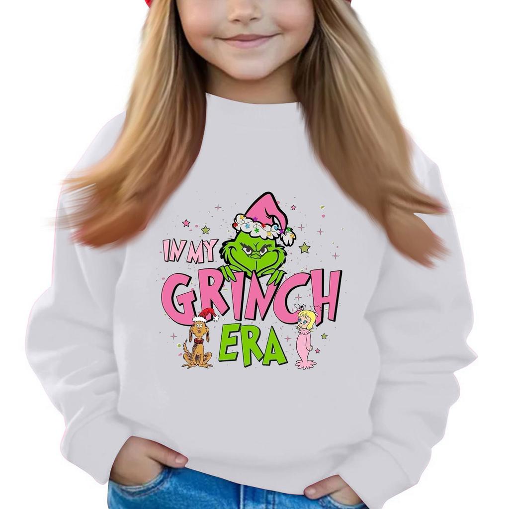 Julegenser for jenter med rund hals til barn, trykte babytopper