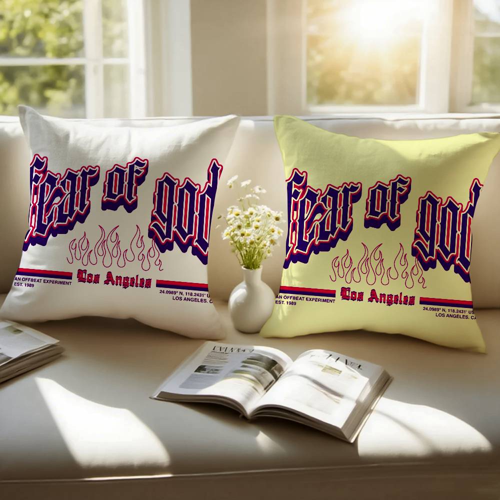 F-Fear of G-God Pillow Case Sofa and Living Room Decorative Cushion Covers Dust-proof and Mite-proof Invisible Zipper