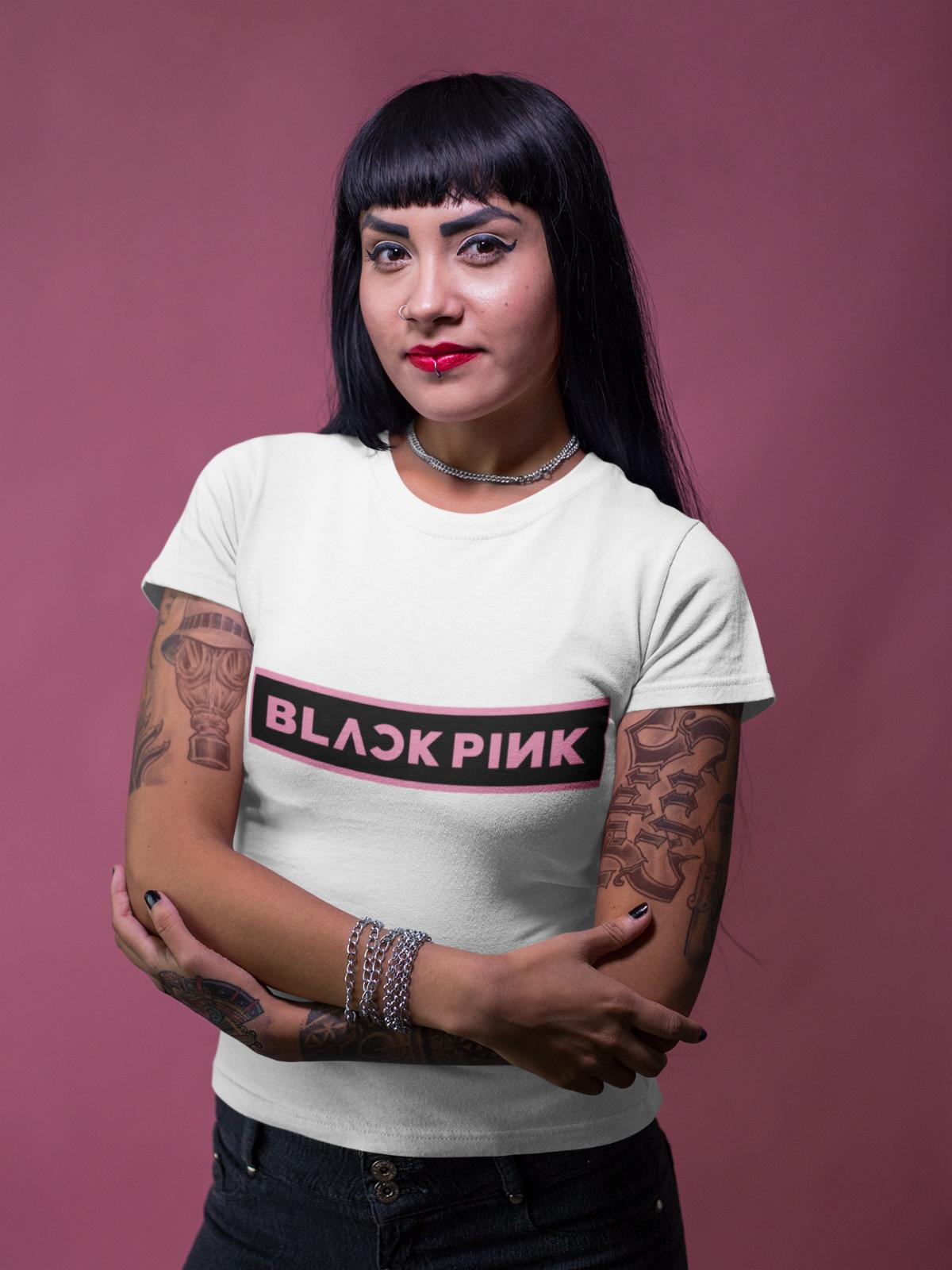 

Органический хлопок Женская Черная Розовая K-POP Blackpink Женская группа Музыка Корейская футболка XL