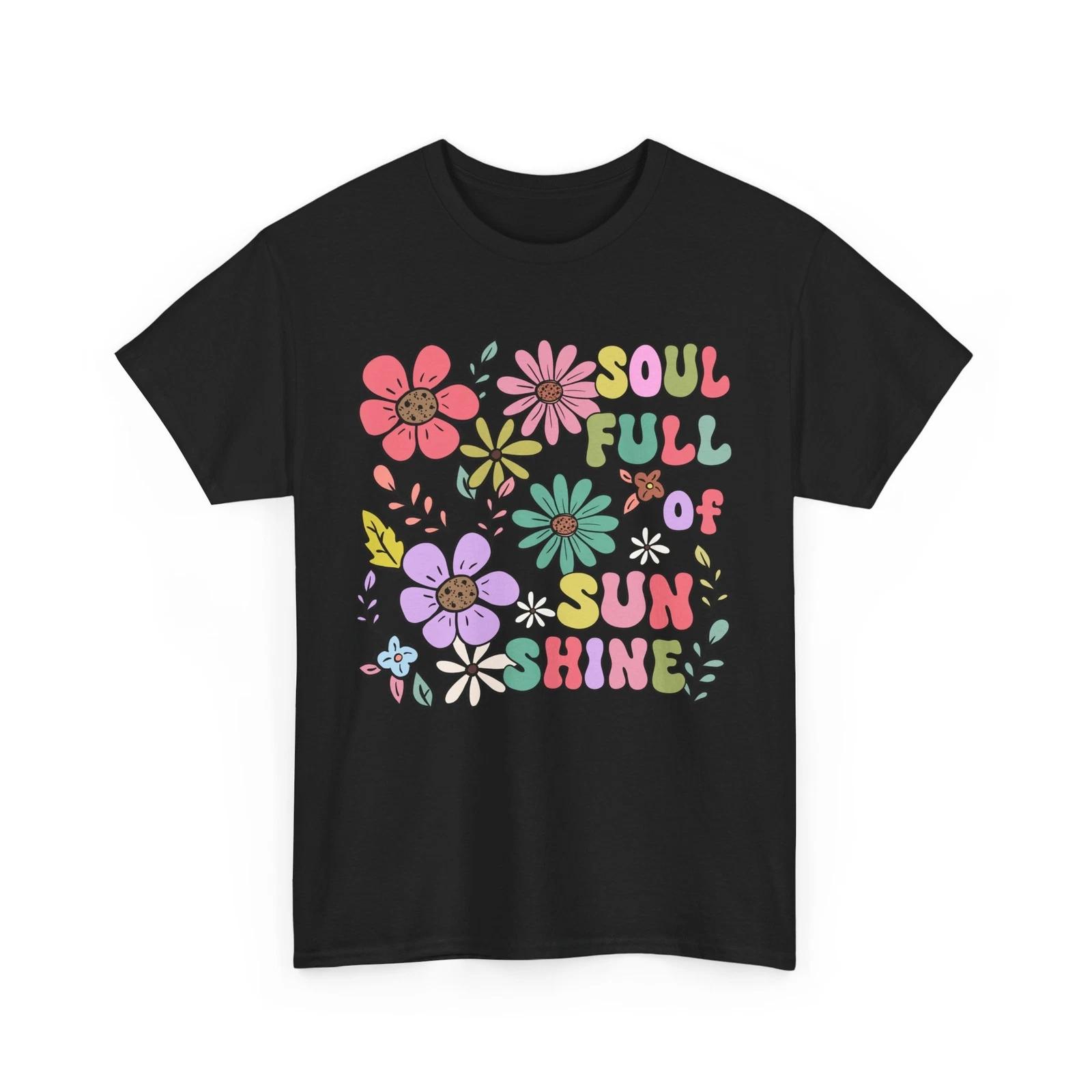 

Sun & Flowers T-Shirt - Happy Floral Tee for Positive Energy XL
