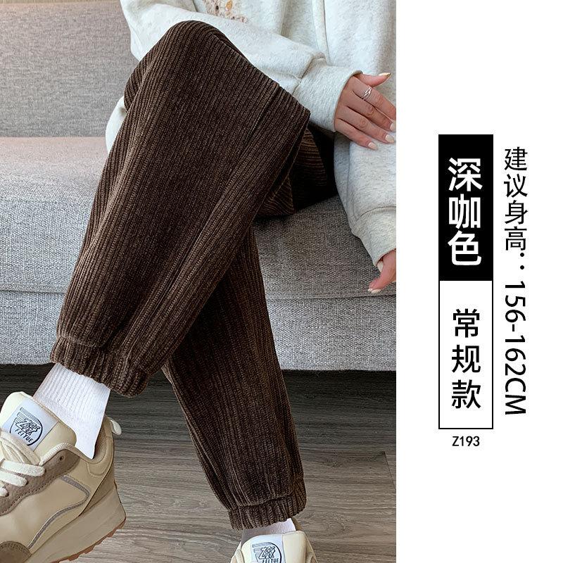 

Вельветовые спортивные штаны женские сезон флис новые свободные повседневные маленькие утолщенные леггинсы штаны 3XL is suitable for [151-80kg]