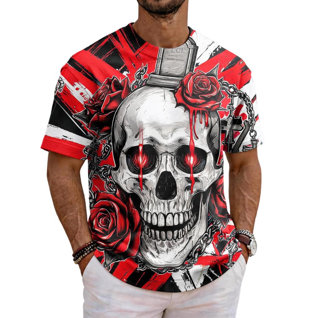 Men's Halloween Graphic T-Shirt Neck Short Sleeve Casual Top