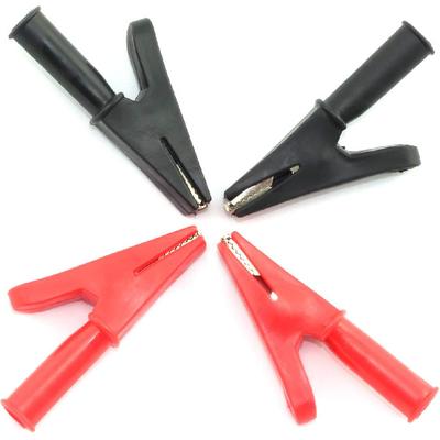 2Pairs Full Insulation Car Battery Test Lead, 30A Protecting Alligator Clips Crocodile Clamps (Black+Red)