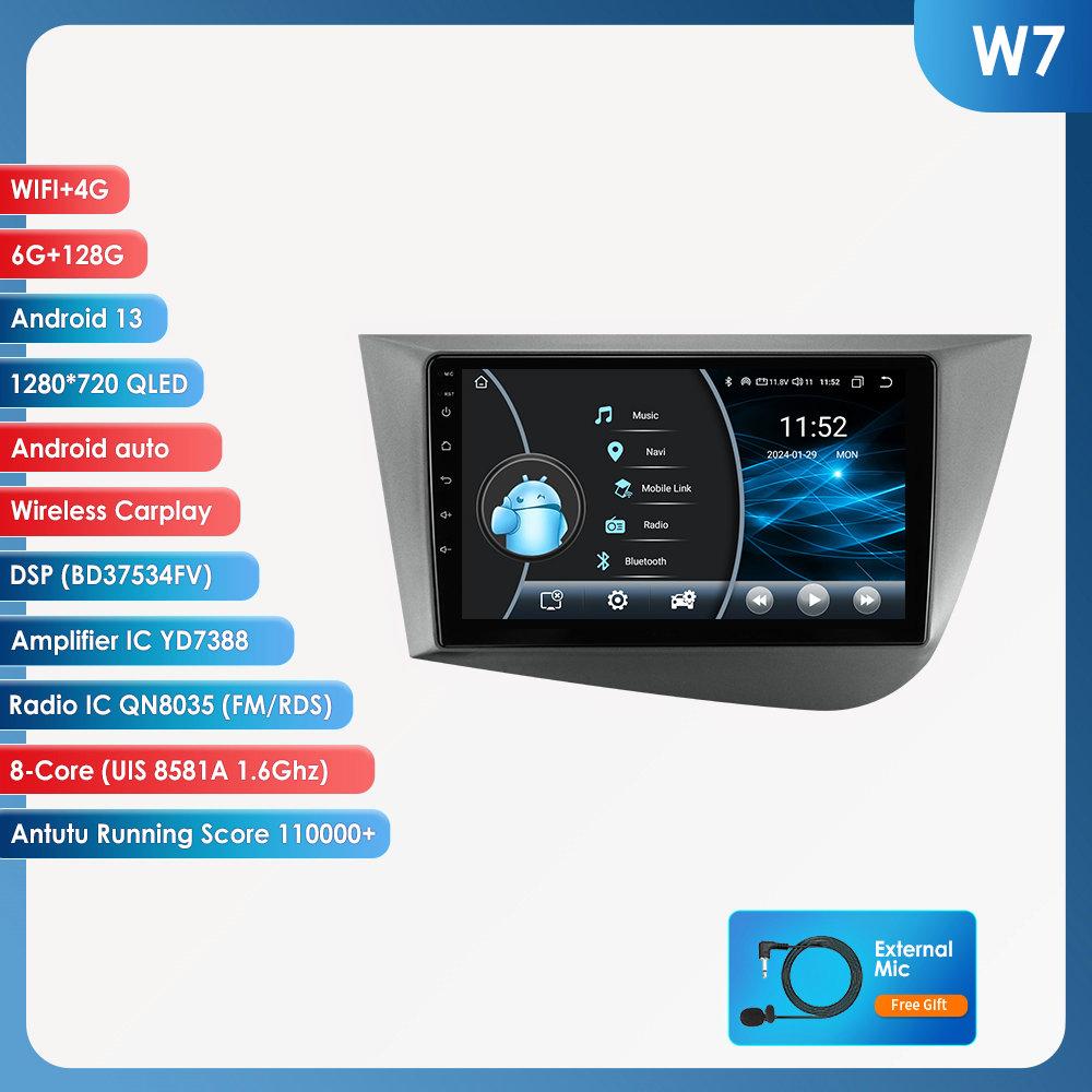 OSSURET Carplay 4G 9'' 2din Radio Auto Android pentru Seat Leon 2 MK2 2005-2012 Carplay 4G Player Video Multimedia Ecran Inteligent Autoradio Audio RDS