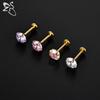 ZS 2Pcs/lot 16G/18G Crystal Lip Labret Piercing G23 Titanium Lip Studs Cartilage Earring Guiding Needle Daith Helix Piecings