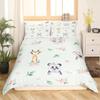 Pink Cute Animals Comforter Cover Set,Cartoon Elephant Duvet Covers for Kid Boy Girl Child King Queen Size Polyester Bedding Set