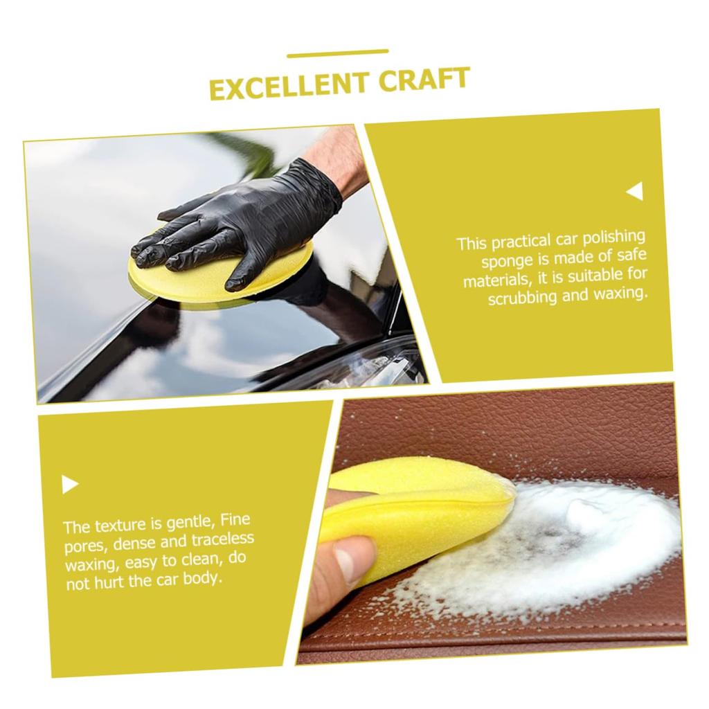 Healifty 24pcs Car Wash Sponge Yellow Sponge Pad Car Wash Tool Car Polishing Sponge