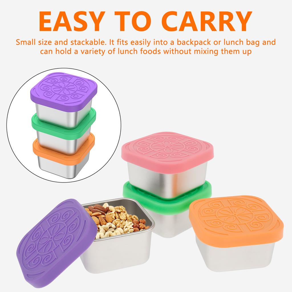 3/4/8Pcs Mini Snack Containers with Lids Stainless Steel Small Food Storage Container Portable Lunch Box Dipping Sauce Container