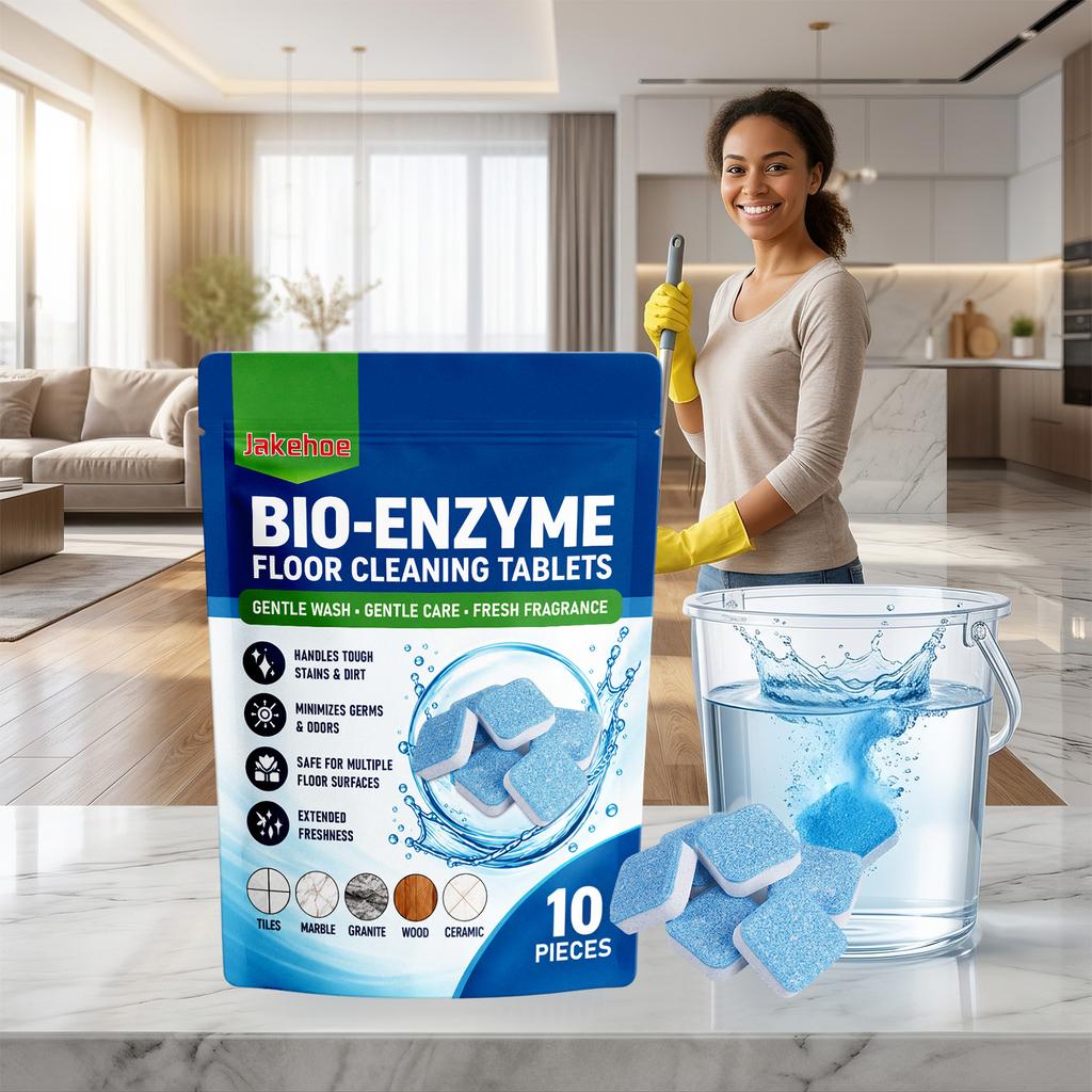 10PCS Bio-Enzyme Floor Effervescent Tablets Water Soluble Multi-material Applicable Mild Stain Removal Fresh Scent Household Cleaning Tablets