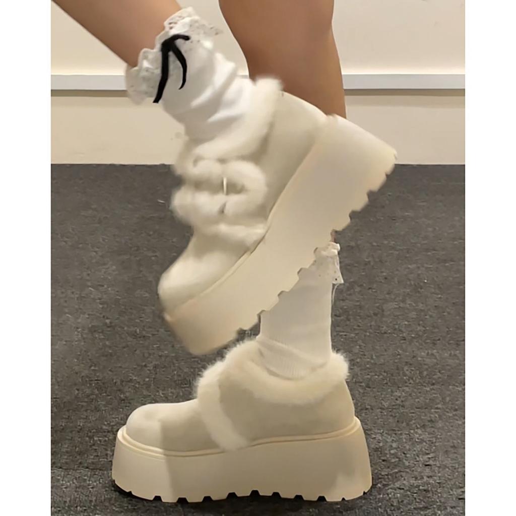 Thick-soled outer wear Birkenstocks increase in height in winter, keep warm and look good, cotton shoes for women in the snow