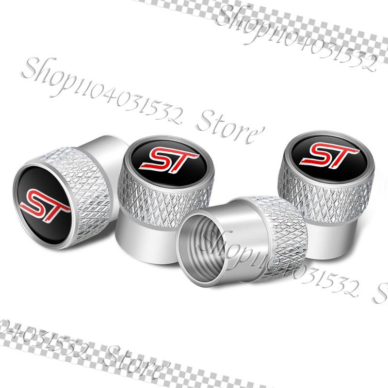 4Pcs/Set ST Logo Emblem Car Styling Wheel Tire Valve Caps Dust Covers For Ford Focus MK2 MK3 Fiesta Mondeo Kuga Accessories