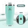 SANTECO ESCAPE with Lid and Large Keeps Drinks Hot or Stainless Vacuum Wide Mouth Green Tumbler, 590ml, Straw, Capacity, Cold, Stylish, 18/8 Steel,