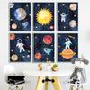 Custom Kids Name Wall Art Poster Print Space Rocket Astronaut Planet Nursery Canvas Painting Personalized Wall Art Painting Art