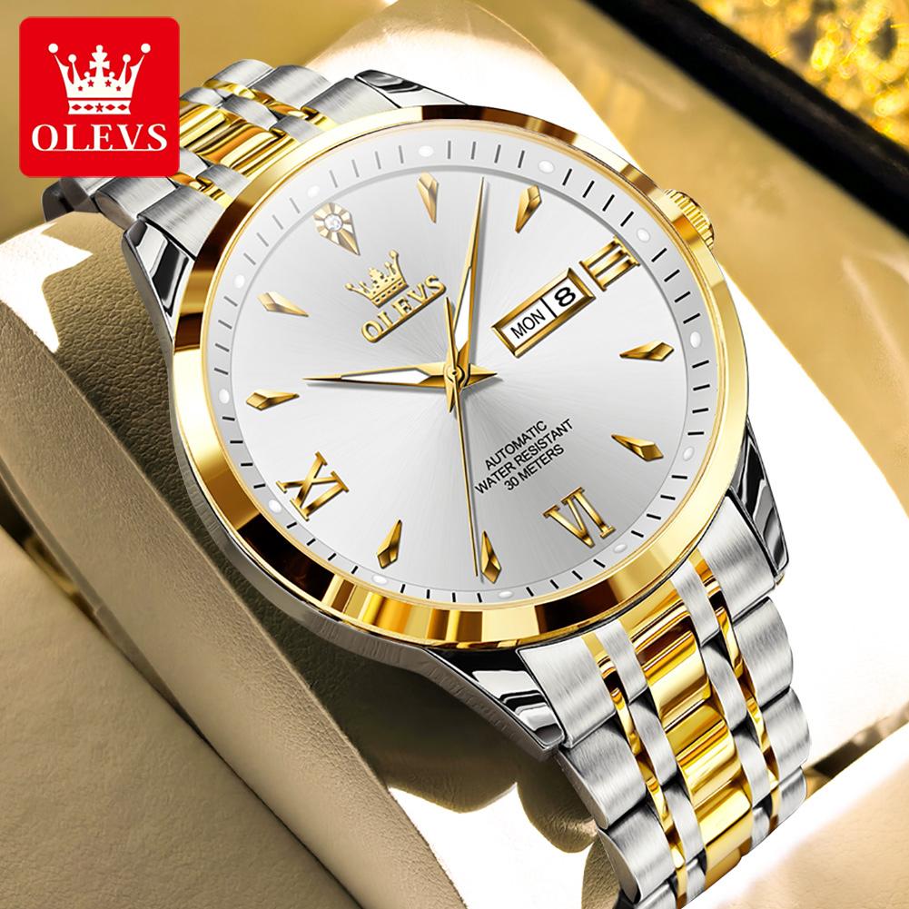 OLEVS Men's Watches Luxury Fashion Original Automatic Mechanical Wristwatch for Man Waterproof Stainless Steel Luminous Date New