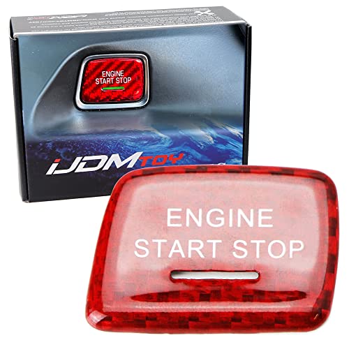 

iJDMTOY (1) Крышка кнопки запуска/остановки двигателя без ключа из настоящего углеродного волокна глянцево-красного цвета, совместимая с моделями Chevy Camaro 2016 года выпуска