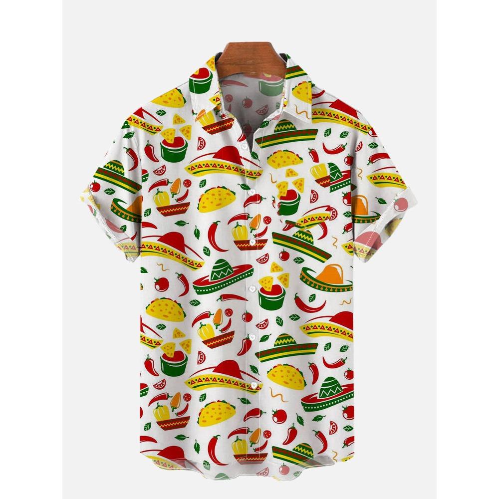 Men's Shirts Mexican Style Skull Pattern 3D Print Tops New Summer Casual Fashion Beach Party Tops Short Sleeves Men Clothing