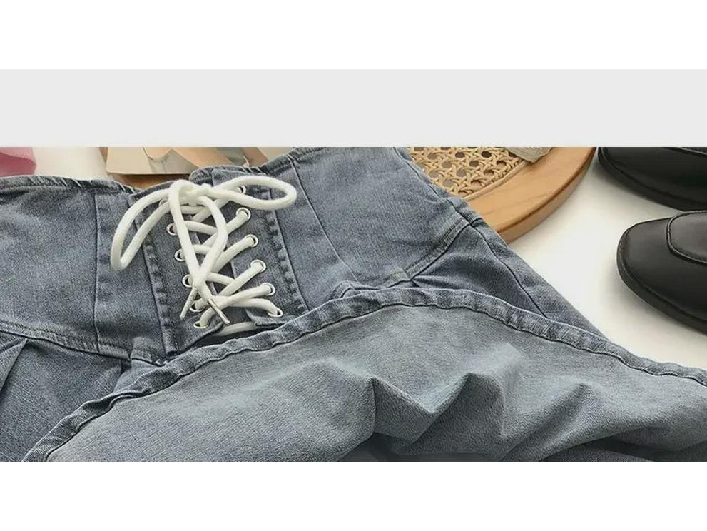 2024 Summer Slim A-Line Denim Pleated Skirt for Students