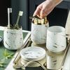 soap dispenser Marble patterned ceramic bathroom wash set bathroom hotel bathroom mouthwash cup toothbrush cup ornament
