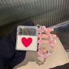 New Plush Love Heart Hand Bracelet Phone Case For Samsung Galaxy Zflip 5g For Galaxy Zflip3 Zflip4 Folding Shell Cover Capa