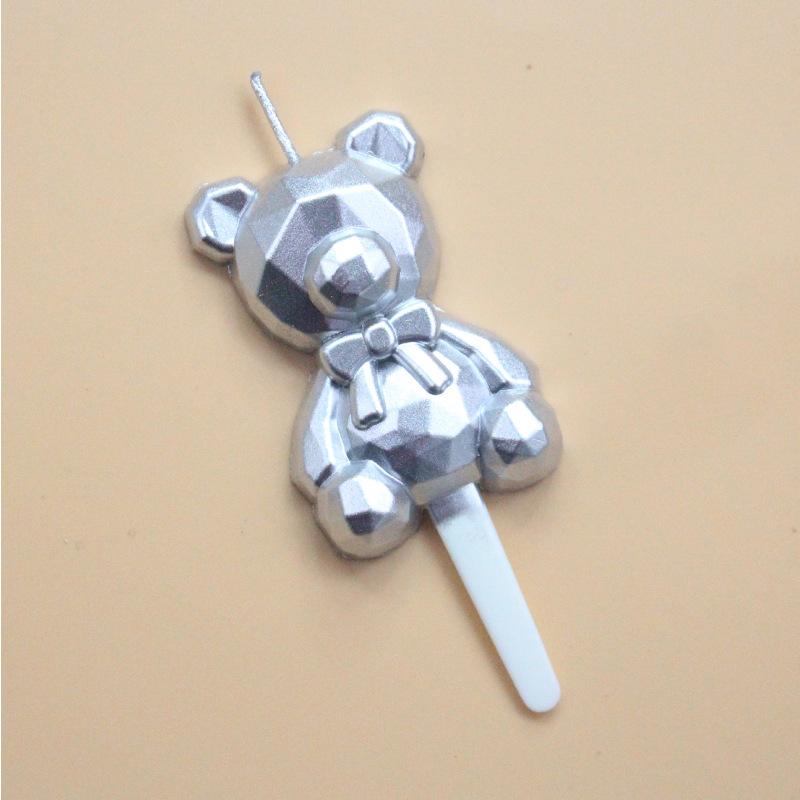 Birthday Cake Decoration INS Diamond Bear Candle Cute Cartoon Children's Party Baking Decoration Supplies