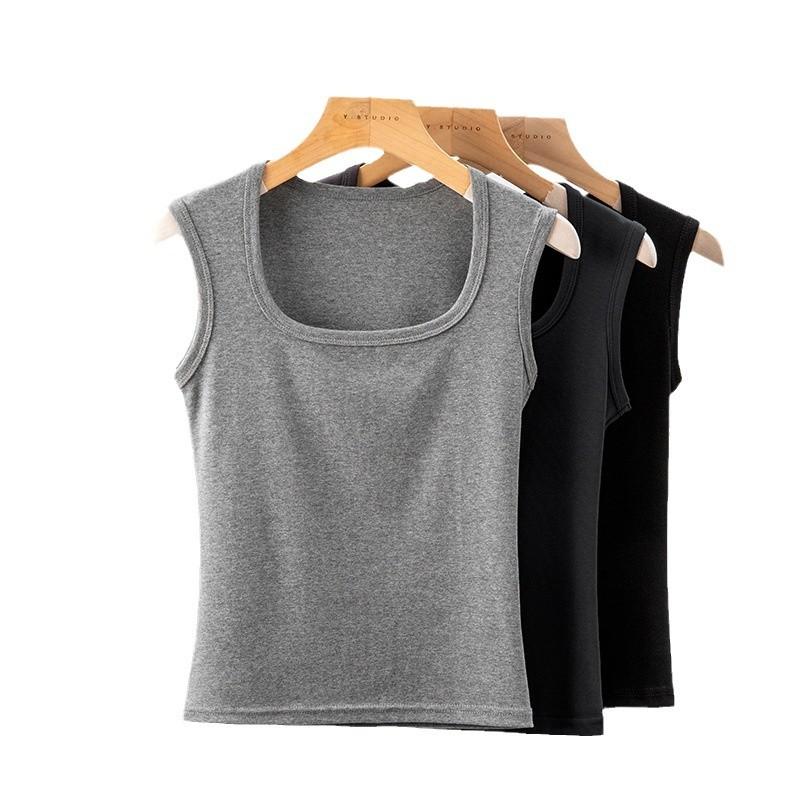 Wide Shoulder Strap White Suspender Vest for Women In Summer Pure Cotton Inner Wear for Secondary Breasts, Large-size Four-season Beautiful Back Top