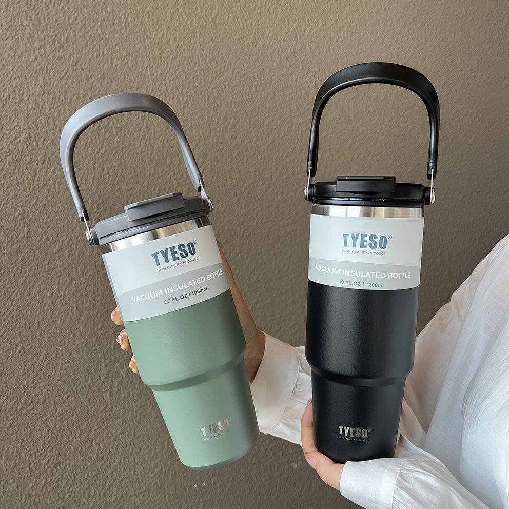 TYESO Large Capacity Dual-Use Car Cup - Double-Walled Thermal Insulated 304 Stainless Steel Ice Cooler