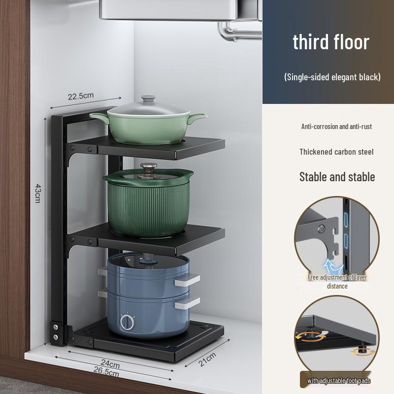 Flerlagrigt köksförvaringsställ för bänkskivor och under diskbänken - Organisera kastruller och stekpannor