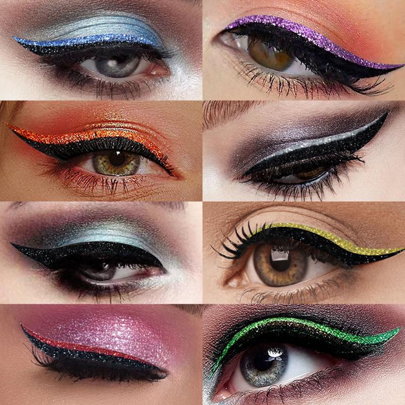 Reusable Glitter Eyeliner Stickers Set 6pcs Women False Eyelashes Festival Makeup for Party Clubs