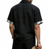 Mens Linen Short Sleeve Button Down Shirt Casual Loose Fit Collared Vintage Style Summer Top for Everyday Wear