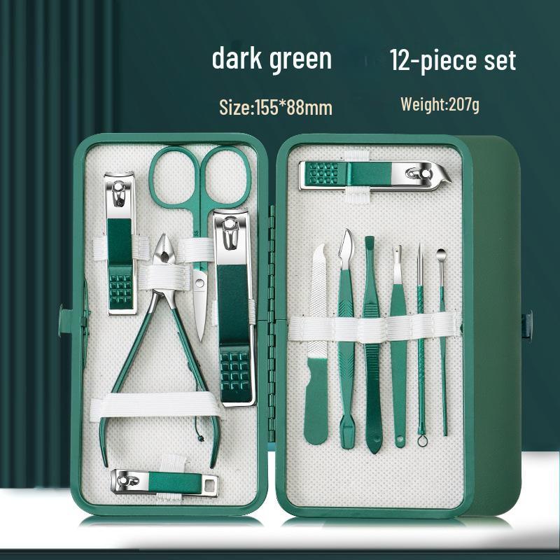 

Набор из 26 темно-зеленых маникюрных щипчиков из нержавеющей стали с кусачками для удаления омертвевшей кожи, ножницами для ногтей, инструментами для ногтей