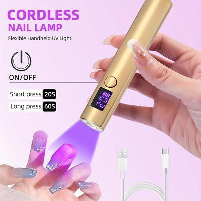Portable USB Rechargeable LED UV Nail Lamp, Handheld Nail Dryer with Timer Settings for Gel Polishes, Quick-Dry Manicure Tool