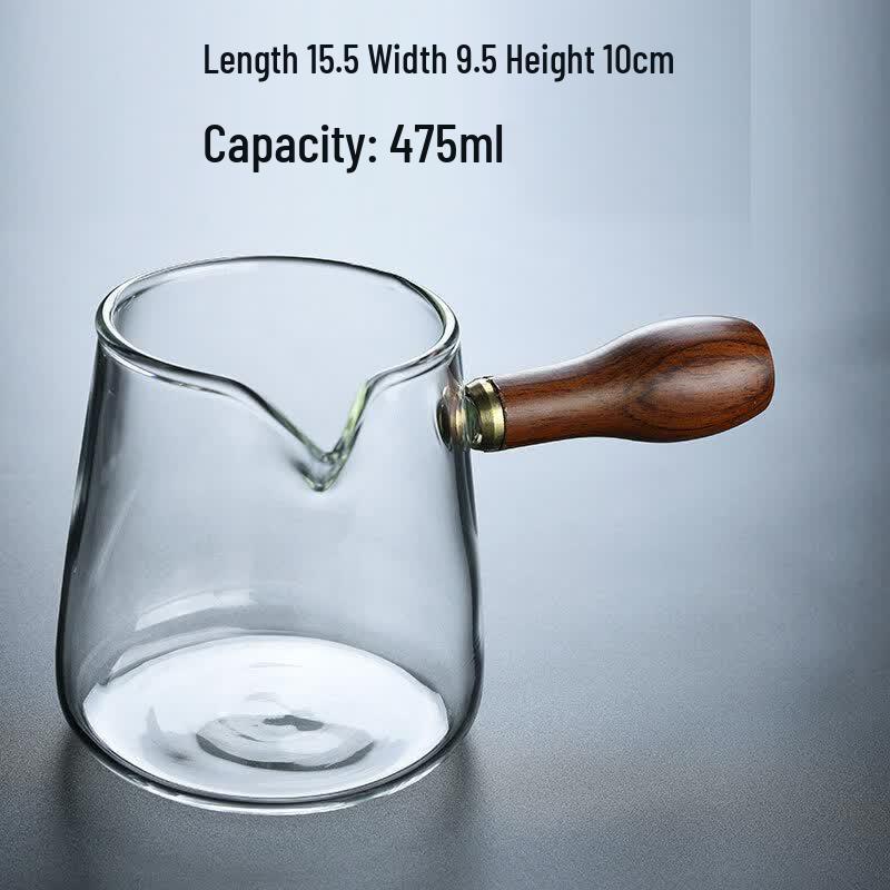 Youluo Vintage Glass Tea Pitcher with Wooden Side Handle