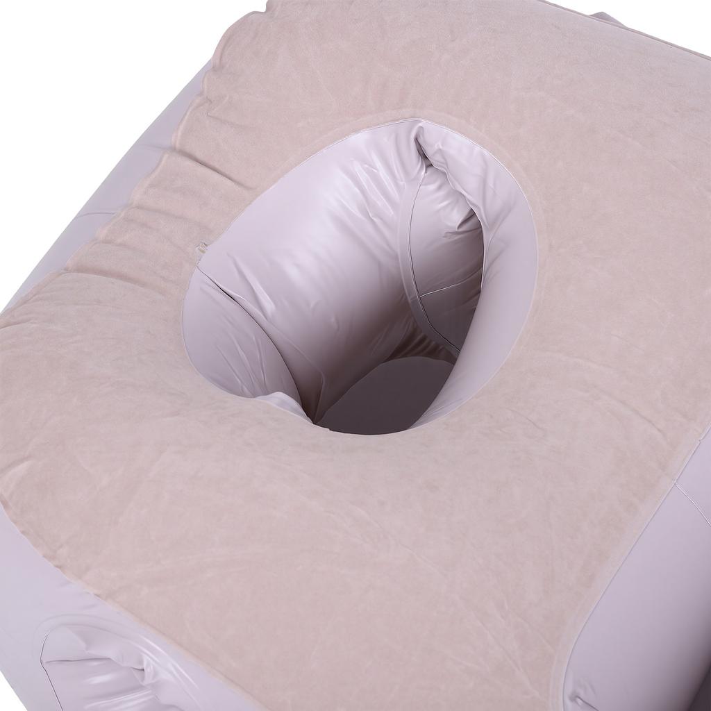 Inflatable Pillow with Belly Head Hole Flocked PVC Blow Up Belly Mattress for Prone Sleeping